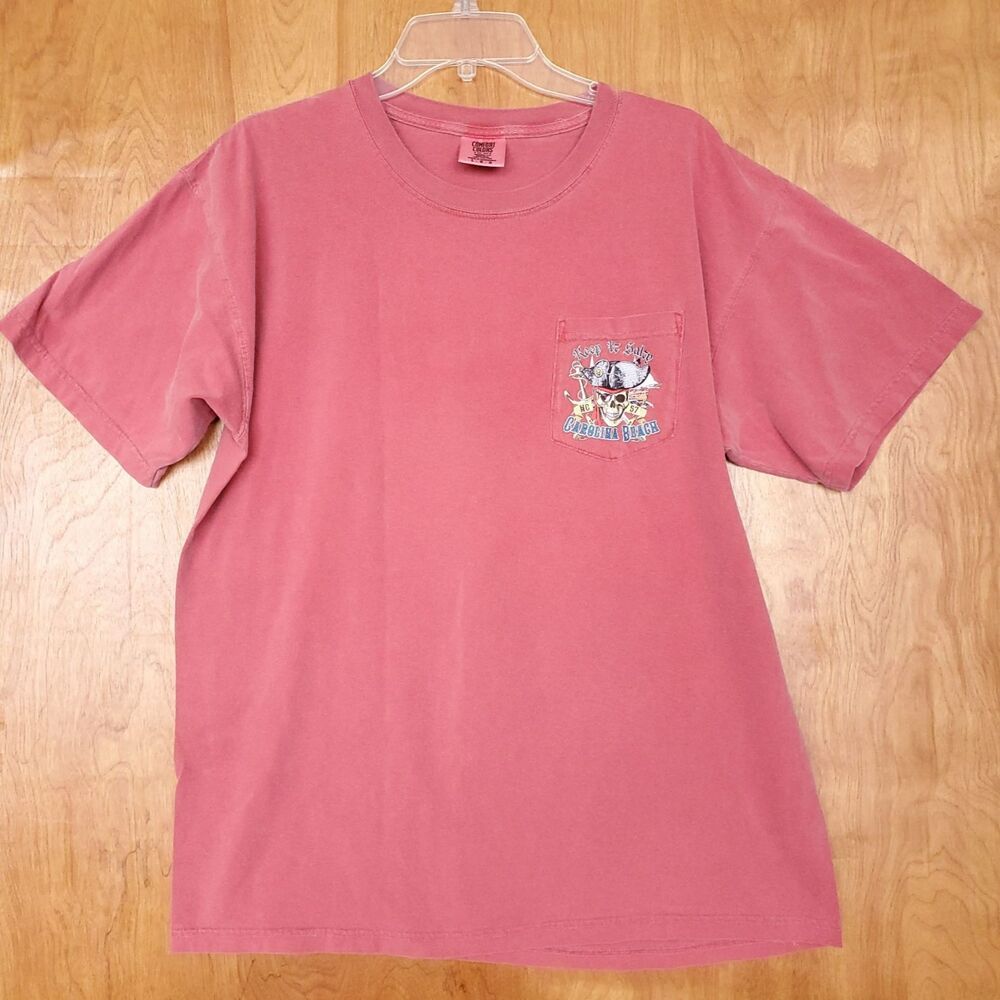 Carolina Beach T Shirt Mens L Skull Pirate Keep it Salty NC Coast Comfort Colors - Picture 5 of 8